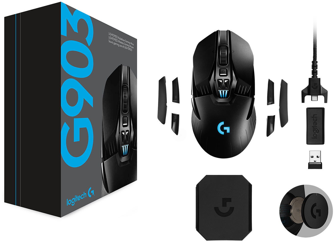Logitech G903 LIGHTSPEED Wireless Optical Gaming Ambidextrous Mouse with  RGB Lighting Black 910-005670 - Best Buy