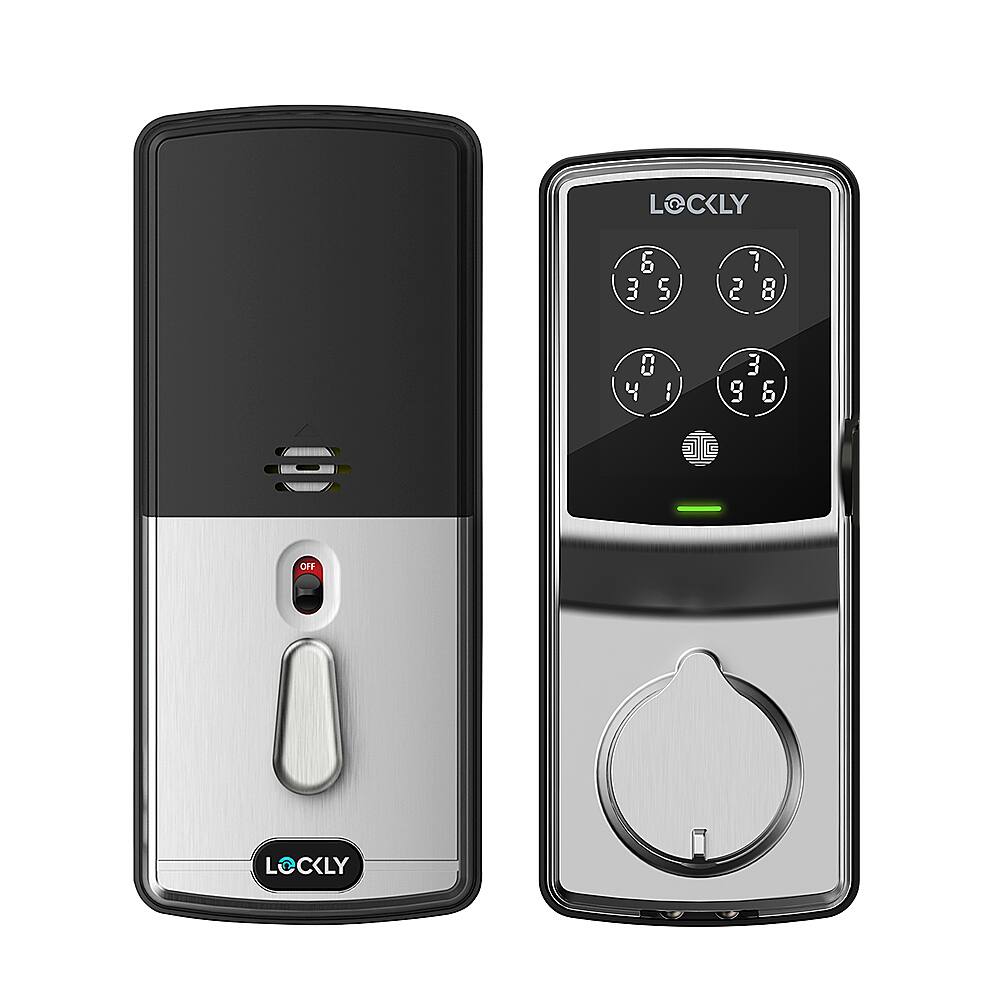 Alt View 11. Lockly - Secure Plus Smart Lock Replacement Deadbolt with 3D Biometric Fingerprint/App/Physical Key - Satin Nickel.