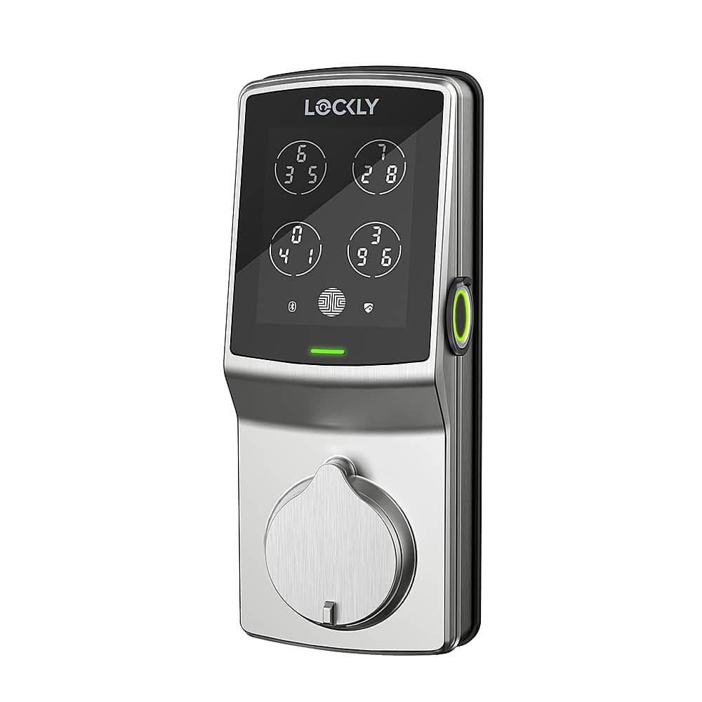 Lockly - Secure Plus Smart Lock Replacement Deadbolt with 3D Biometric Fingerprint/App/Physical Key - Satin Nickel - Front_Zoom