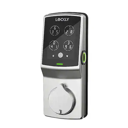Front. Lockly - Secure Plus Smart Lock Replacement Deadbolt with 3D Biometric Fingerprint/App/Physical Key - Satin Nickel.