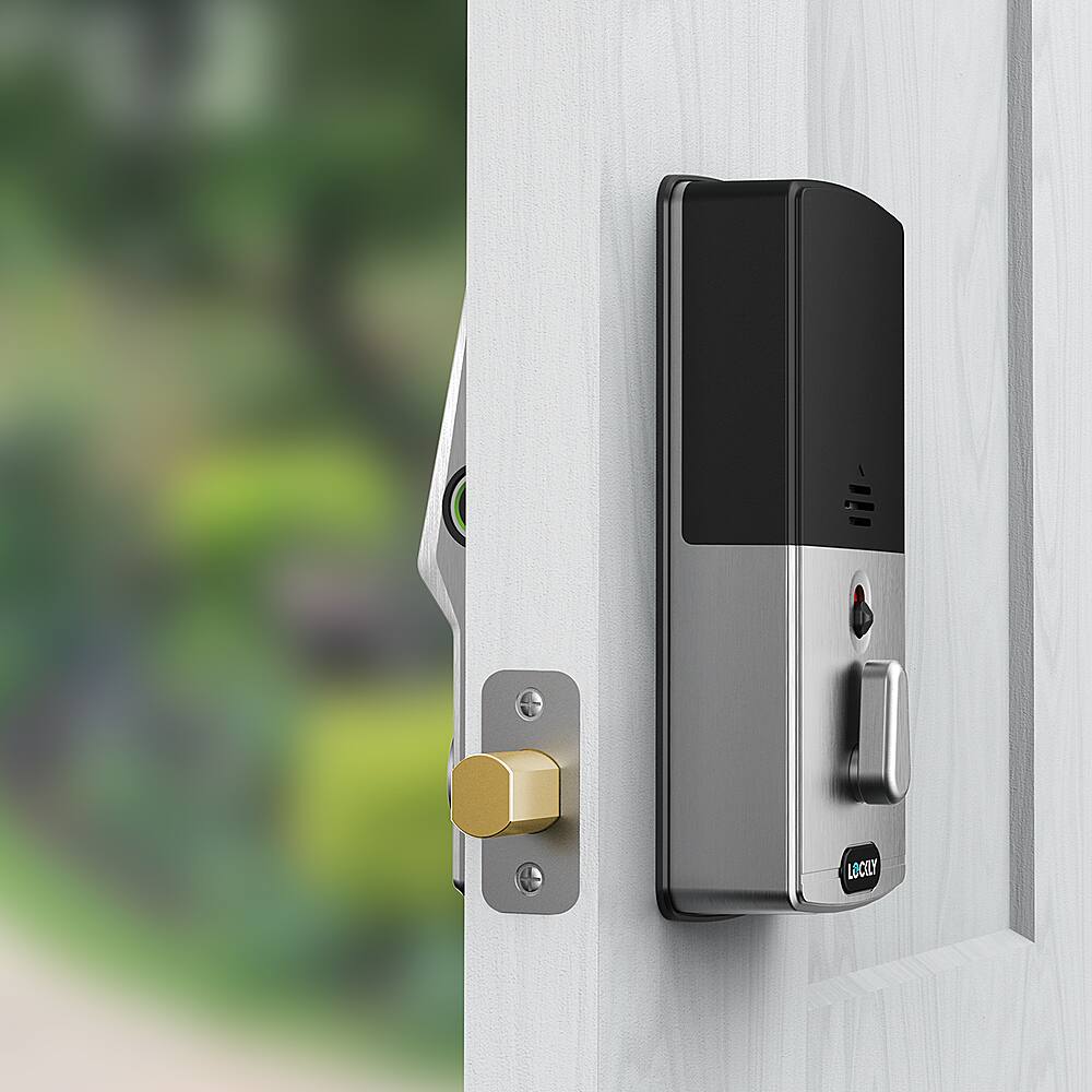 Alt View 14. Lockly - Secure Plus Smart Lock Replacement Deadbolt with 3D Biometric Fingerprint/App/Physical Key - Satin Nickel.