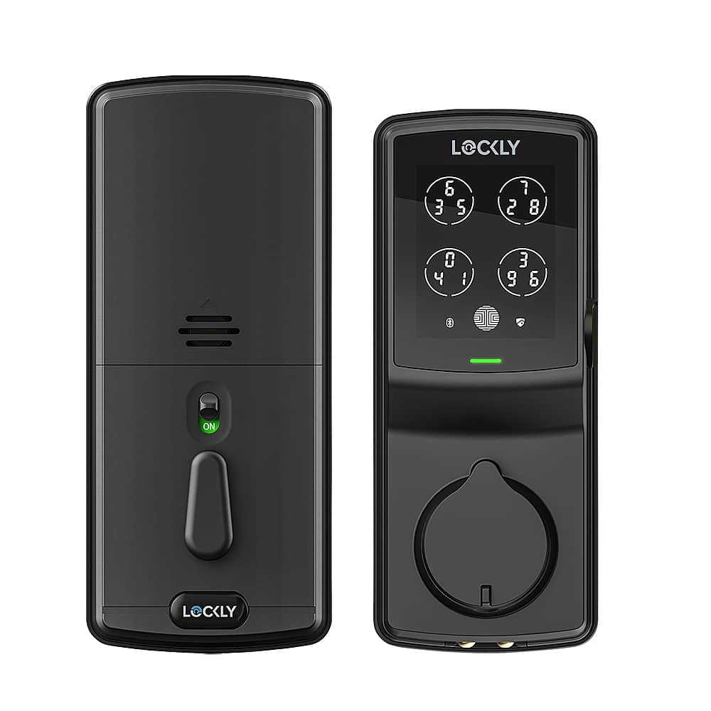 Alt View 11. Lockly - Secure Plus Smart Lock Replacement Deadbolt with 3D Biometric Fingerprint/App/Physical Key - Matte Black.