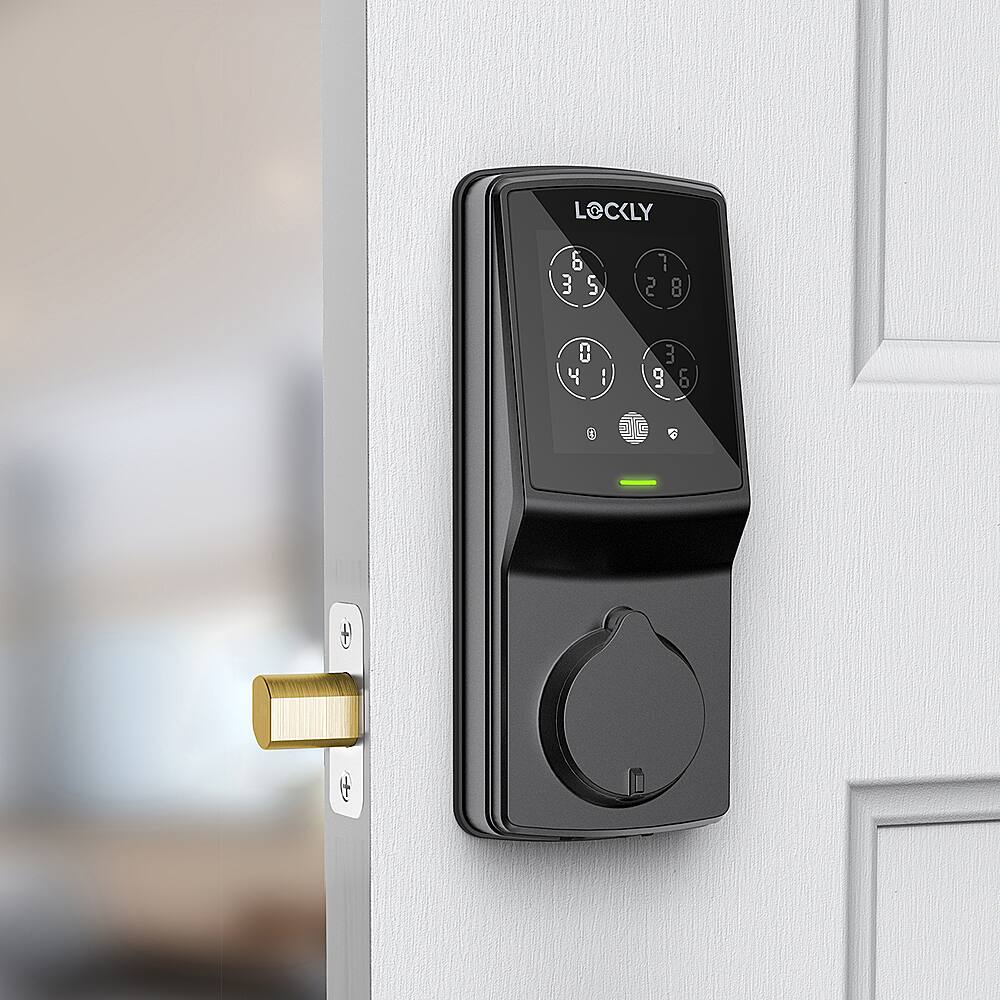 Alt View 15. Lockly - Secure Plus Smart Lock Replacement Deadbolt with 3D Biometric Fingerprint/App/Physical Key - Matte Black.