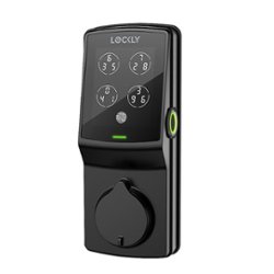 Lockly - Secure Plus Smart Lock Bluetooth Retrofit Deadbolt with Touchscreen/Fingerprint Sensor/Key Access/Auto Lock Access - Matte Black - Front_Zoom