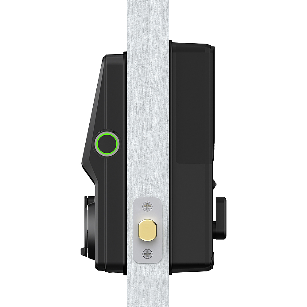 Left View: Lockly - Secure Plus Smart Lock Replacement Deadbolt with 3D Biometric Fingerprint/App/Physical Key - Matte Black