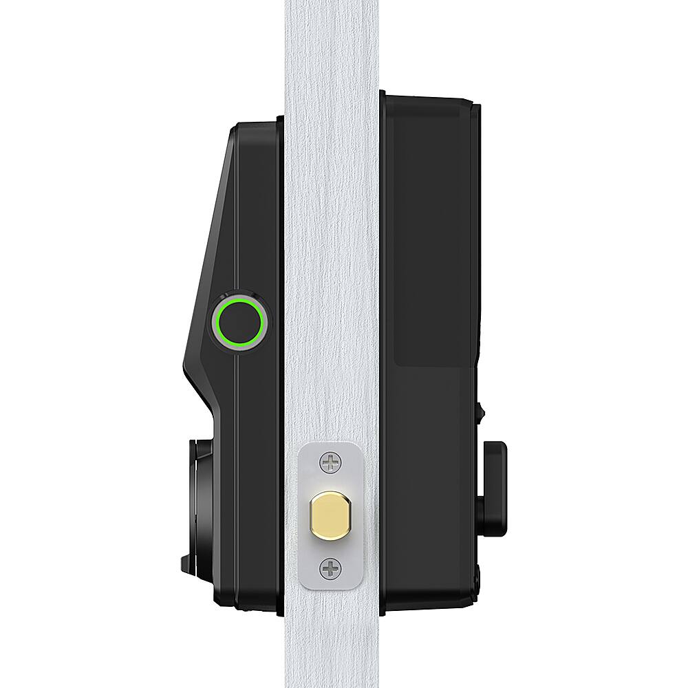 Left. Lockly - Secure Plus Smart Lock Replacement Deadbolt with 3D Biometric Fingerprint/App/Physical Key - Matte Black.