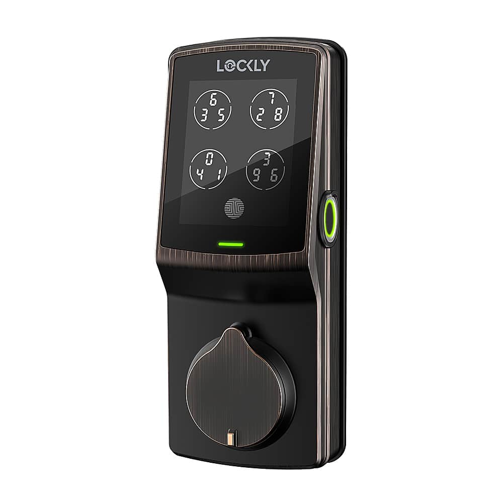 Front. Lockly - Secure Plus Smart Lock Replacement Deadbolt with 3D Biometric Fingerprint/App/Physical Key - Venetian Bronze.
