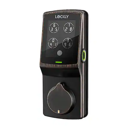 Front. Lockly - Secure Plus Smart Lock Replacement Deadbolt with 3D Biometric Fingerprint/App/Physical Key - Venetian Bronze.