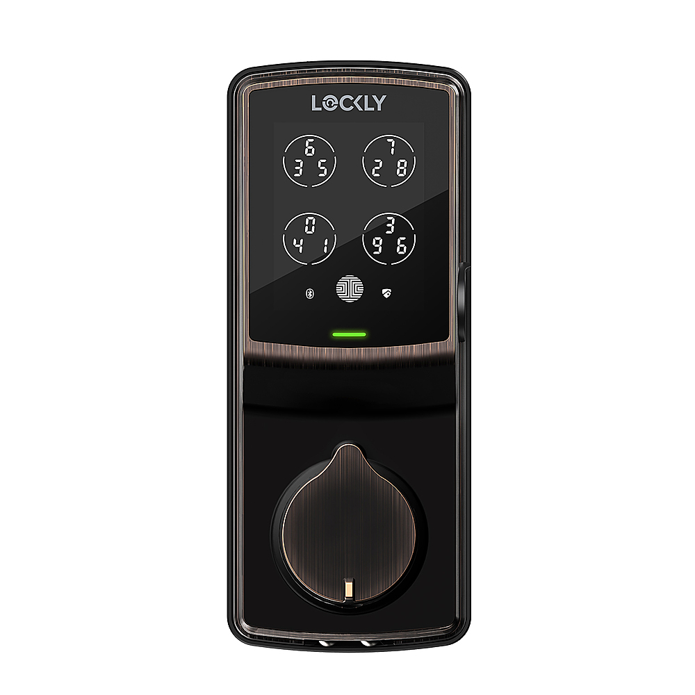 Angle View: Lockly - Secure Plus Smart Lock Replacement Deadbolt with 3D Biometric Fingerprint/App/Physical Key - Venetian Bronze
