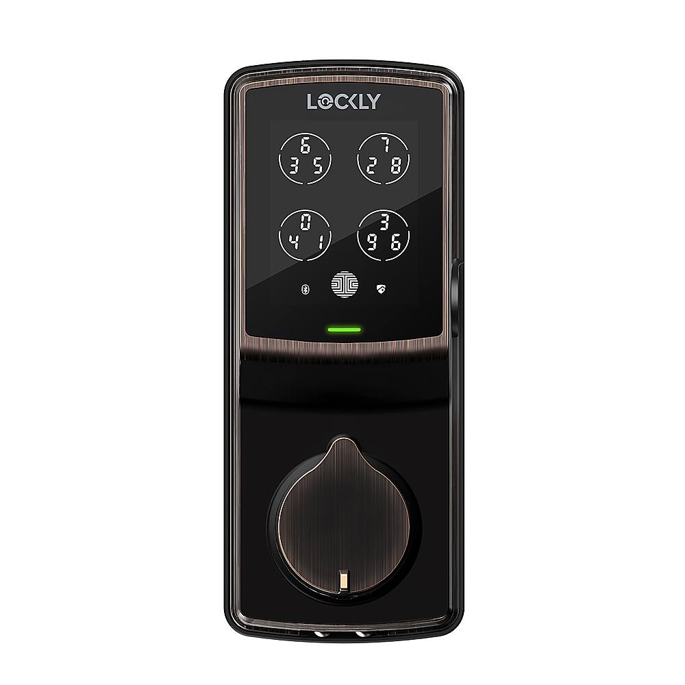 Angle. Lockly - Secure Plus Smart Lock Replacement Deadbolt with 3D Biometric Fingerprint/App/Physical Key - Venetian Bronze.