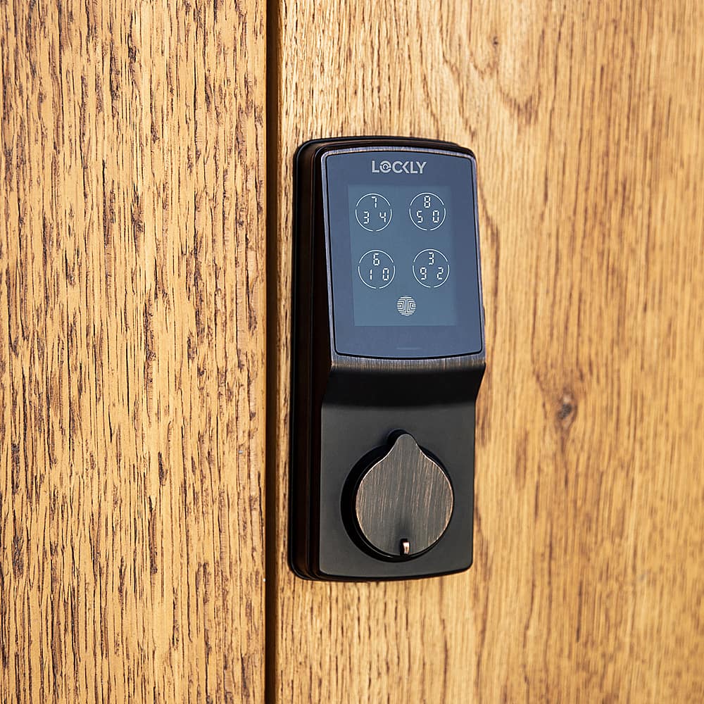 Alt View 14. Lockly - Secure Plus Smart Lock Replacement Deadbolt with 3D Biometric Fingerprint/App/Physical Key - Venetian Bronze.
