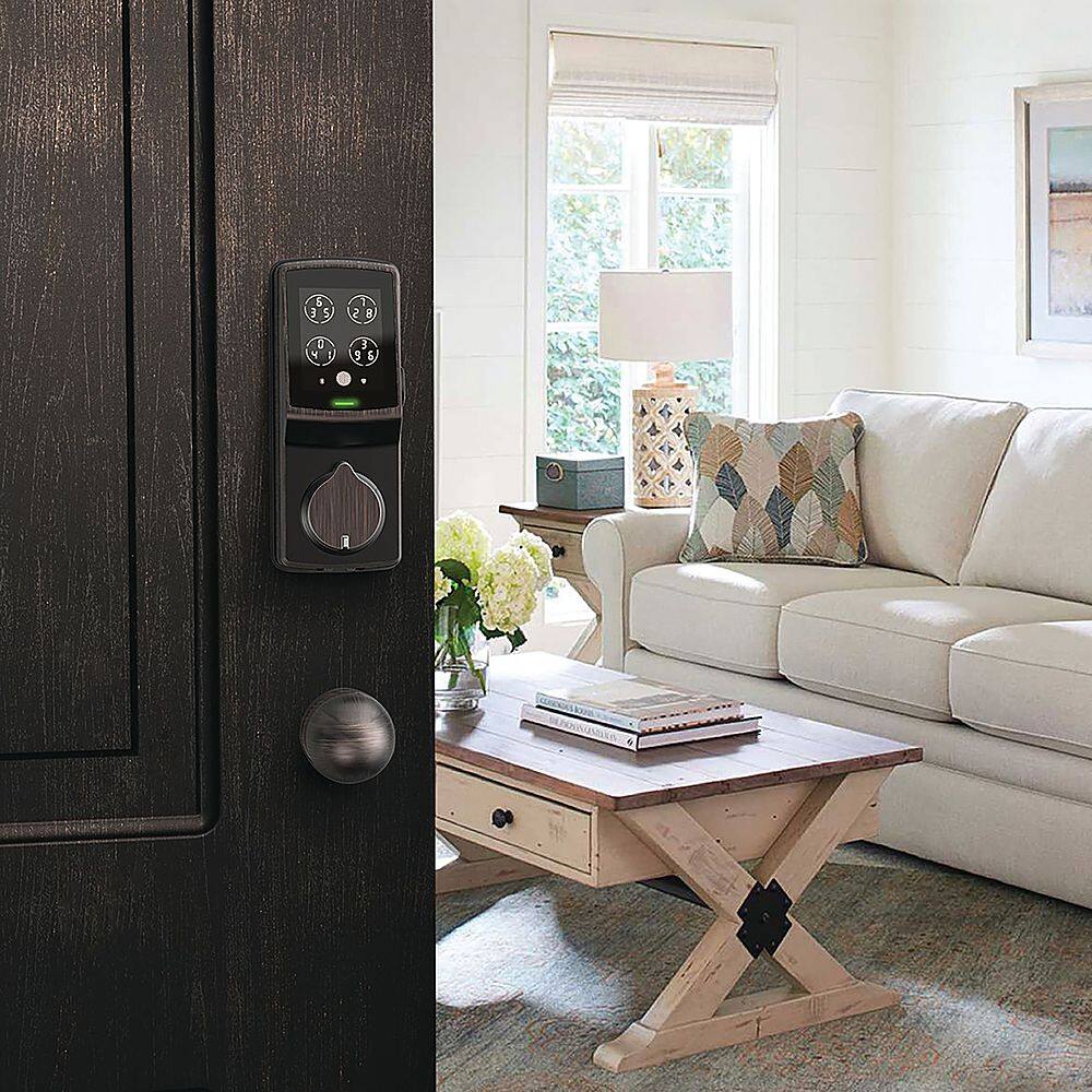 Alt View 15. Lockly - Secure Plus Smart Lock Replacement Deadbolt with 3D Biometric Fingerprint/App/Physical Key - Venetian Bronze.