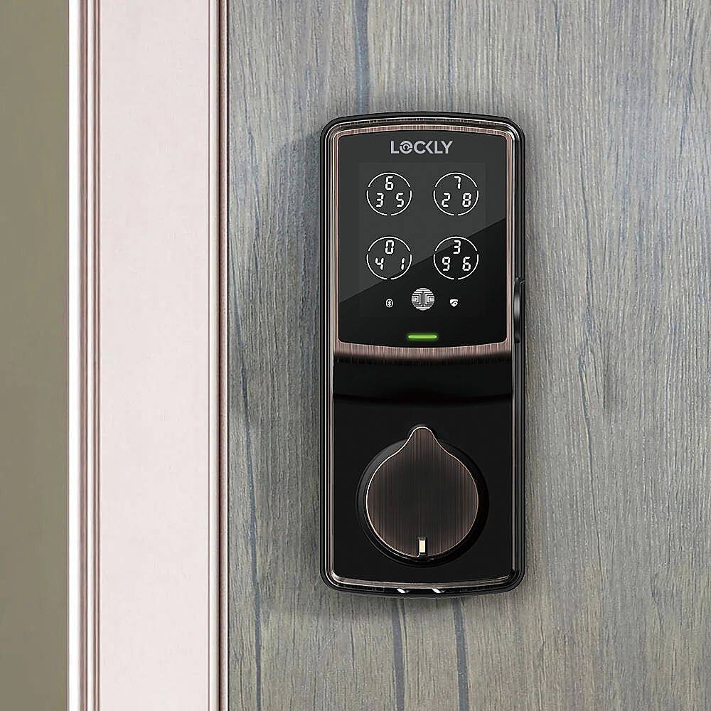 Alt View 16. Lockly - Secure Plus Smart Lock Replacement Deadbolt with 3D Biometric Fingerprint/App/Physical Key - Venetian Bronze.