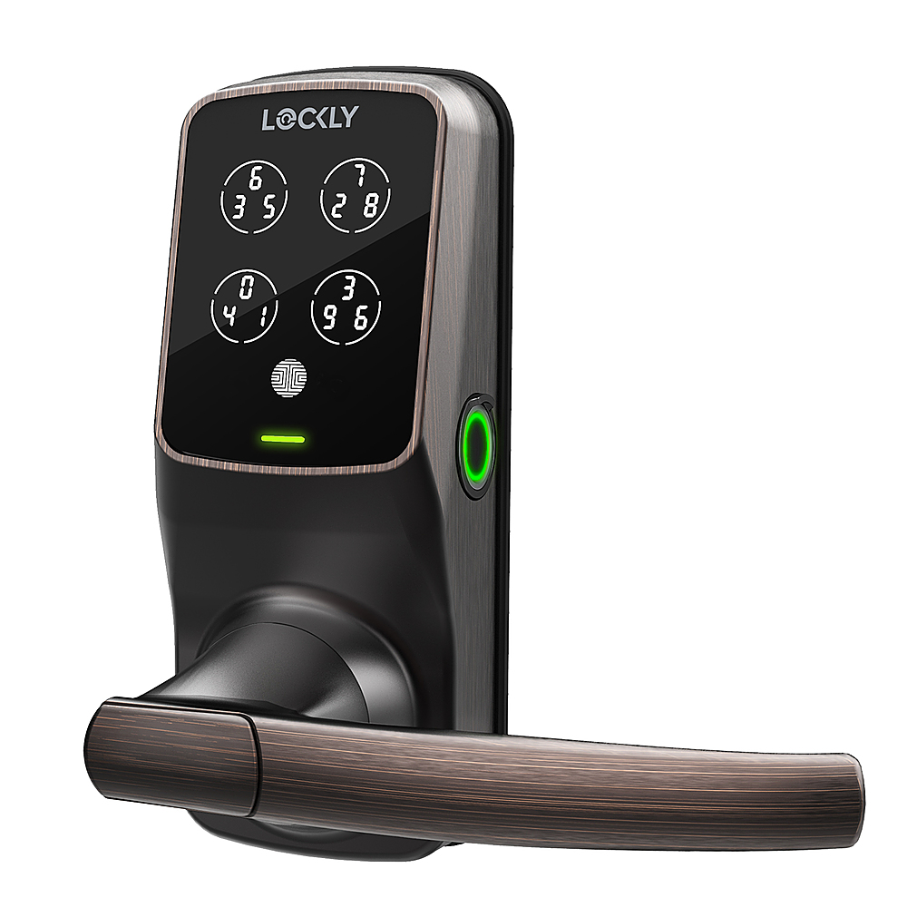 Angle View: Lockly - Secure Plus Smart Lock Bluetooth Replacement Latch with Touchscreen/Fingerprint Sensor/Key Access/Auto Lock - Venetian Bronze