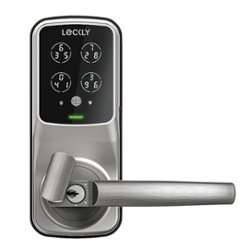 Lockly - Secure Plus Smart Lock Bluetooth Retrofit Door Handle with Touchscreen/Fingerprint Sensor/Key Access/Auto Lock - Satin Nickel - Front_Zoom