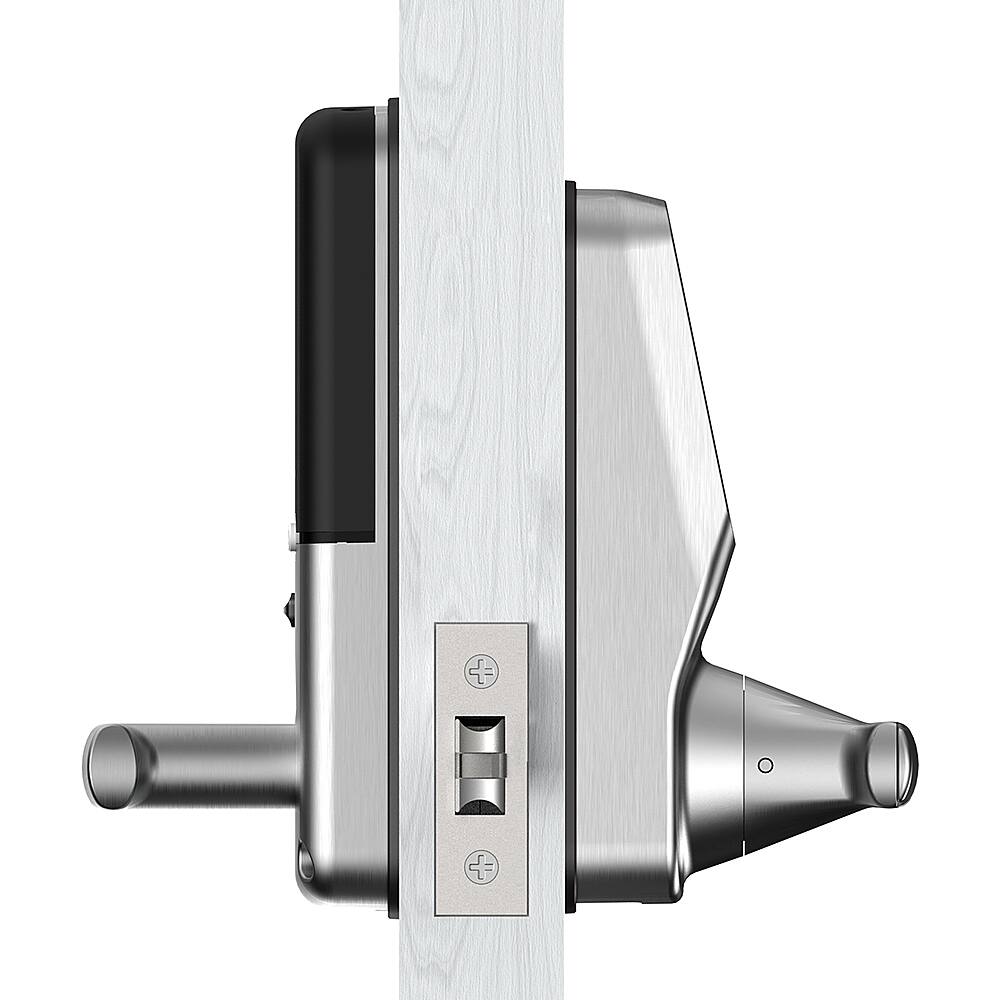 Left. Lockly - Secure Plus Smart Lock Bluetooth Replacement Latch with Touchscreen/Fingerprint Sensor/Key Access/Auto Lock - Satin Nickel.