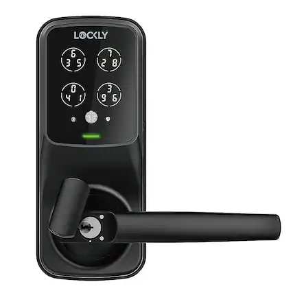 Front. Lockly - Secure Pro Smart Lock Wi-Fi Replacement Latch with 3D Biometric Fingerprint/Keypad/App/Voice - Matte Black.