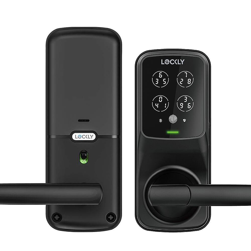 Alt View 11. Lockly - Secure Pro Smart Lock Wi-Fi Replacement Latch with 3D Biometric Fingerprint/Keypad/App/Voice - Matte Black.