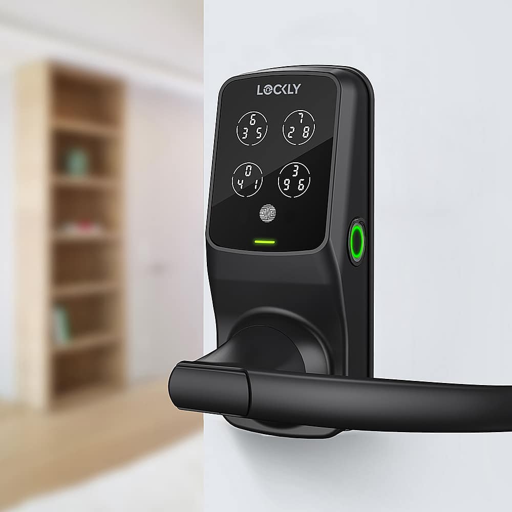 Alt View 13. Lockly - Secure Pro Smart Lock Wi-Fi Replacement Latch with 3D Biometric Fingerprint/Keypad/App/Voice - Matte Black.