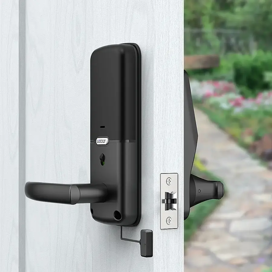 Alt View 14. Lockly - Secure Pro Smart Lock Wi-Fi Replacement Latch with 3D Biometric Fingerprint/Keypad/App/Voice - Matte Black.