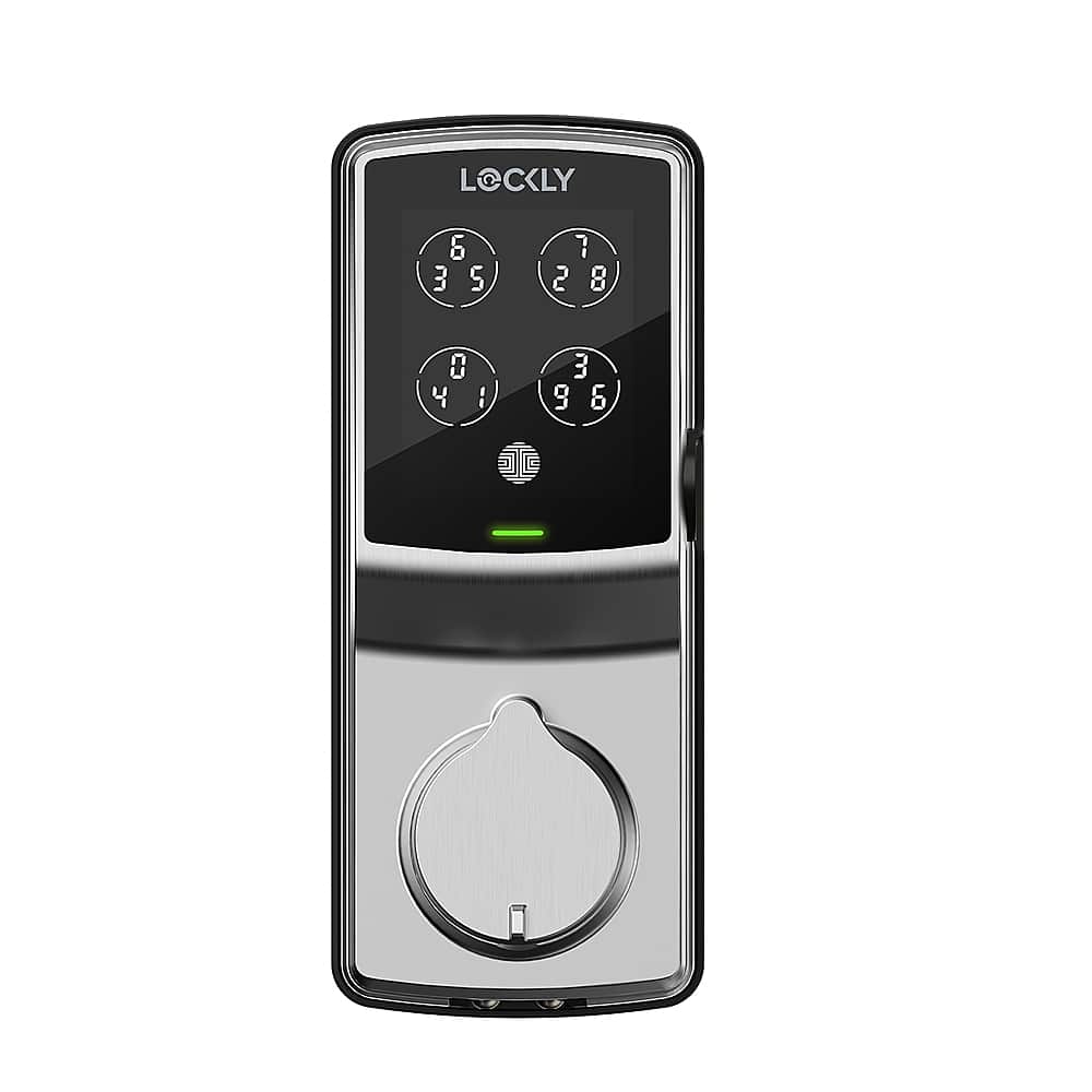Lockly - Secure Pro Smart Lock Wi-Fi Replacement Deadbolt with 3D Biometric Fingerprint/Keypad/Voice Control Access - Satin Nickel - Front_Zoom