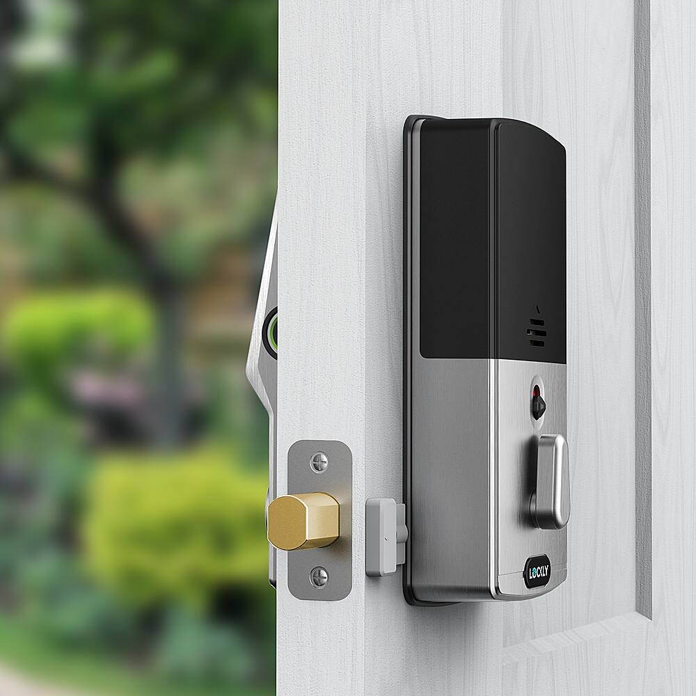 Alt View 14. Lockly - Secure Pro Smart Lock Wi-Fi Replacement Deadbolt with 3D Biometric Fingerprint/Keypad/Voice Control Access - Satin Nickel.