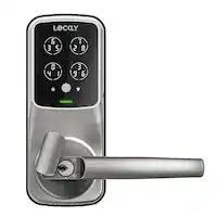 Lockly - Secure Pro Smart Lock Wi-Fi Replacement Latch with 3D Biometric Fingerprint/Keypad/App/Voice - Satin Nickel - Front_Zoom