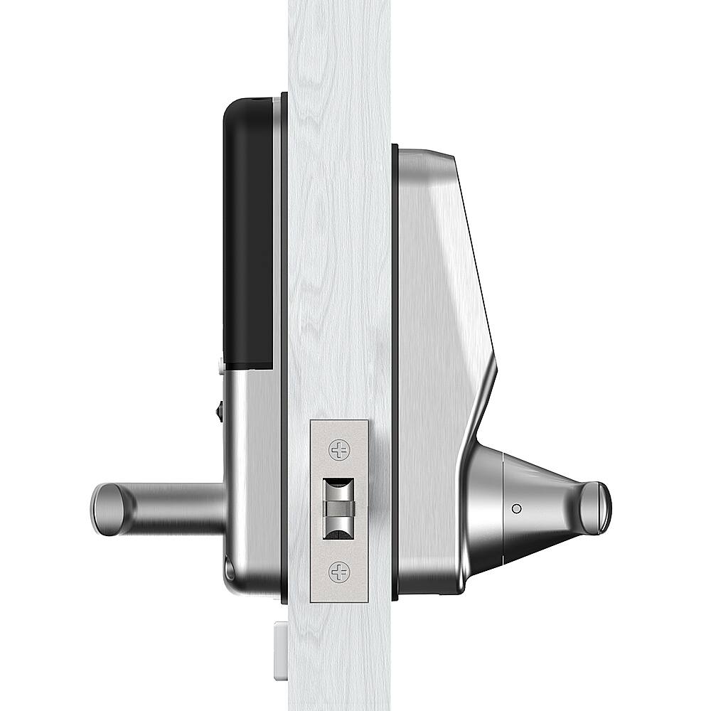 Left. Lockly - Secure Pro Smart Lock Wi-Fi Replacement Latch with 3D Biometric Fingerprint/Keypad/App/Voice - Satin Nickel.