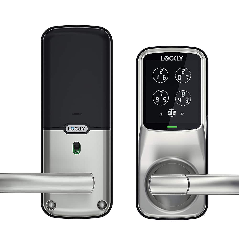 Alt View 11. Lockly - Secure Pro Smart Lock Wi-Fi Replacement Latch with 3D Biometric Fingerprint/Keypad/App/Voice - Satin Nickel.