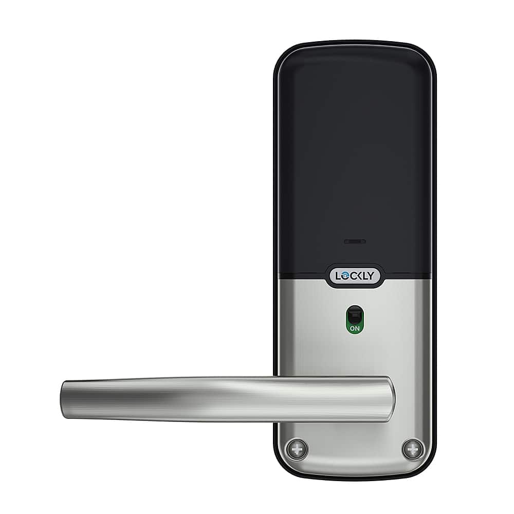 Alt View 12. Lockly - Secure Pro Smart Lock Wi-Fi Replacement Latch with 3D Biometric Fingerprint/Keypad/App/Voice - Satin Nickel.