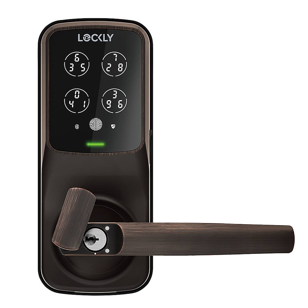 Front. Lockly - Secure Pro Smart Lock Wi-Fi Replacement Latch with 3D Biometric Fingerprint/Keypad/App/Voice - Venetian Bronze.