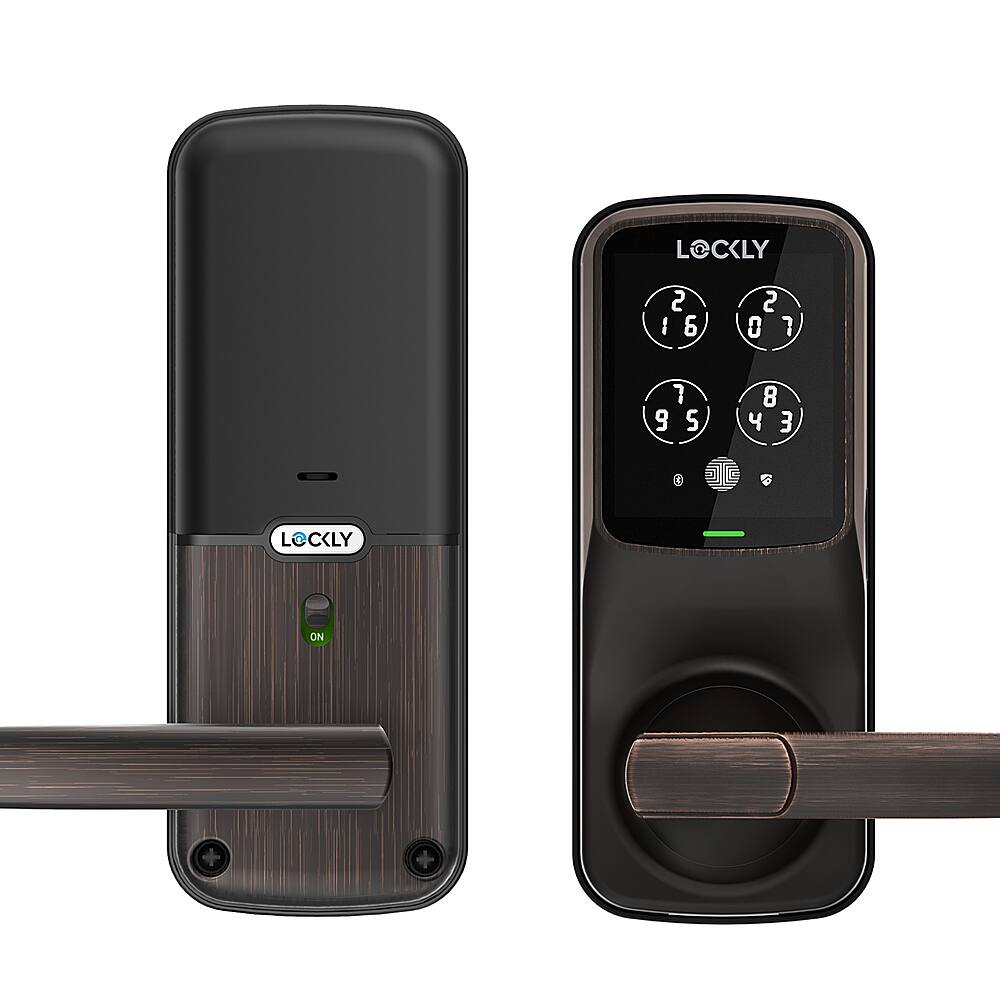 Alt View 11. Lockly - Secure Pro Smart Lock Wi-Fi Replacement Latch with 3D Biometric Fingerprint/Keypad/App/Voice - Venetian Bronze.