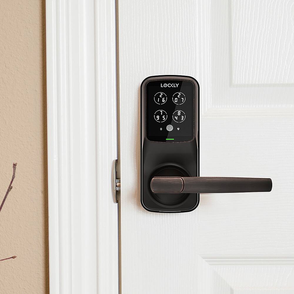 Alt View 14. Lockly - Secure Pro Smart Lock Wi-Fi Replacement Latch with 3D Biometric Fingerprint/Keypad/App/Voice - Venetian Bronze.