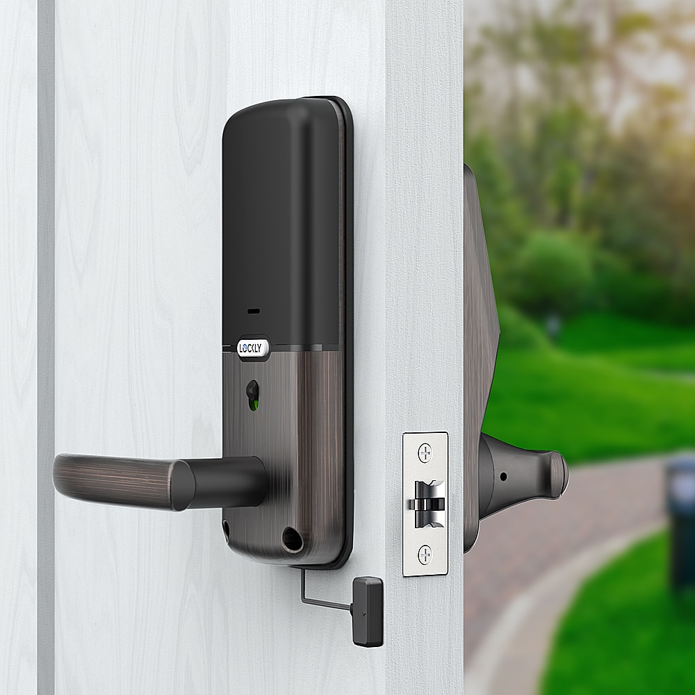 Left. Lockly - Secure Pro Smart Lock Wi-Fi Replacement Latch with 3D Biometric Fingerprint/Keypad/App/Voice - Venetian Bronze.