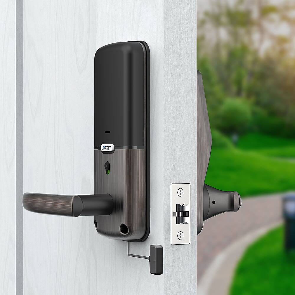 Left. Lockly - Secure Pro Smart Lock Wi-Fi Replacement Latch with 3D Biometric Fingerprint/Keypad/App/Voice - Venetian Bronze.