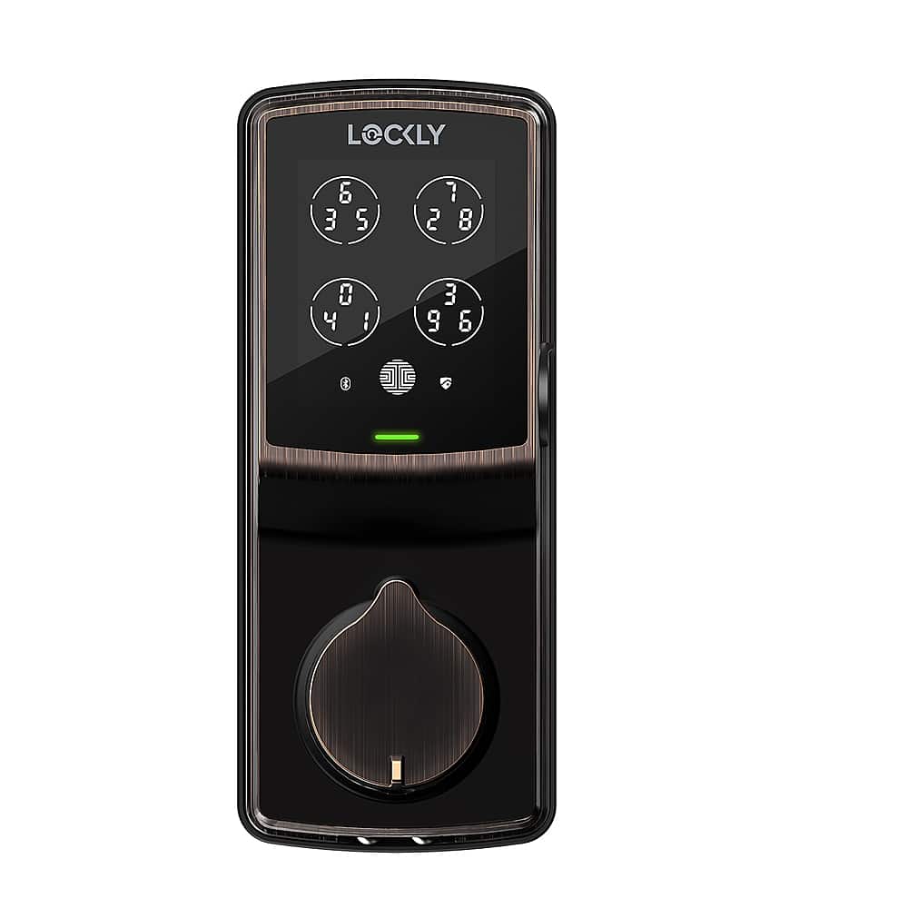 Front. Lockly - Secure Pro Smart Lock Wi-Fi Replacement Deadbolt with 3D Biometric Fingerprint/Keypad/Voice Control Access - Venetian Bronze.