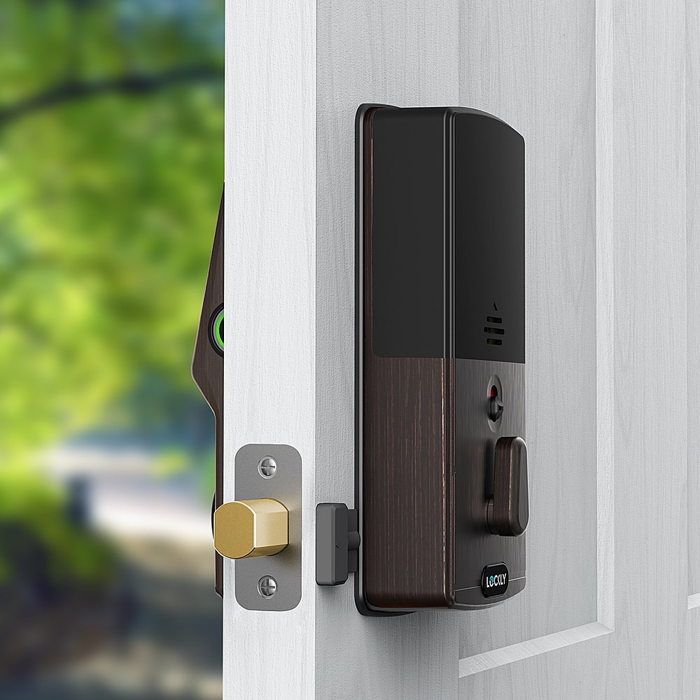 Alt View 14. Lockly - Secure Pro Smart Lock Wi-Fi Replacement Deadbolt with 3D Biometric Fingerprint/Keypad/Voice Control Access - Venetian Bronze.