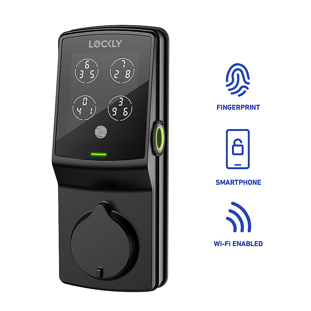 Angle View: Lockly - Secure Pro Smart Lock Wi-Fi Replacement Deadbolt with 3D Biometric Fingerprint/Keypad/Voice Control Access - Matte Black