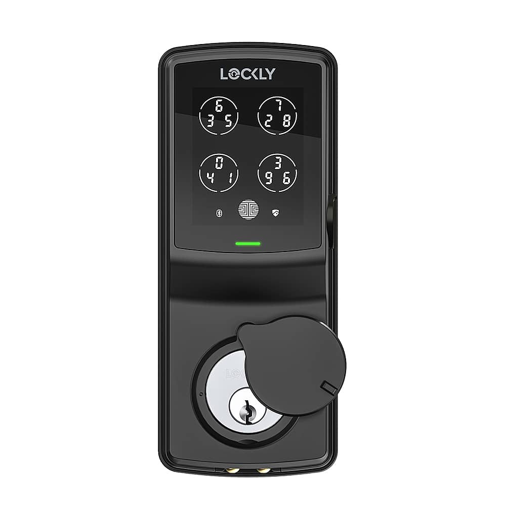 Front. Lockly - Secure Pro Smart Lock Wi-Fi Replacement Deadbolt with 3D Biometric Fingerprint/Keypad/Voice Control Access - Matte Black.