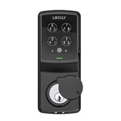Lockly - Secure Pro Smart Lock Wi-Fi Retrofit Deadbolt with Touchscreen/Fingerprint Sensor/Key Access/Voice Control Access - Matte Black - Front_Zoom
