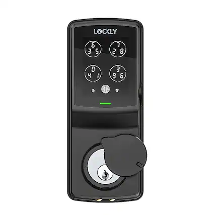 Front. Lockly - Secure Pro Smart Lock Wi-Fi Replacement Deadbolt with 3D Biometric Fingerprint/Keypad/Voice Control Access - Matte Black.