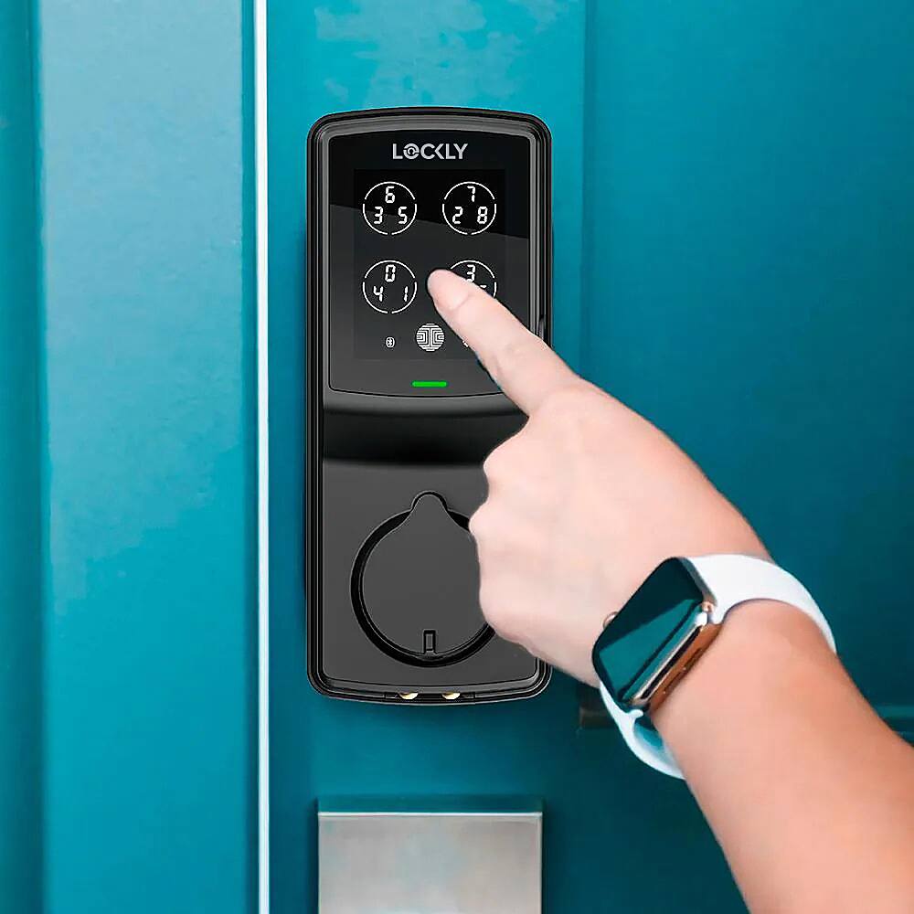 Alt View 14. Lockly - Secure Pro Smart Lock Wi-Fi Replacement Deadbolt with 3D Biometric Fingerprint/Keypad/Voice Control Access - Matte Black.