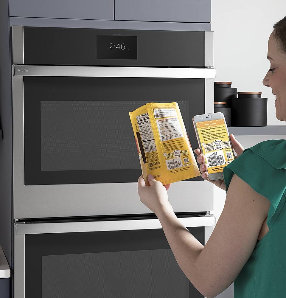 Alt View 12. GE Profile - 30" Smart Built-In Single Electric Convection Wall Oven with Air Fry & Precision Cooking - Stainless Steel.