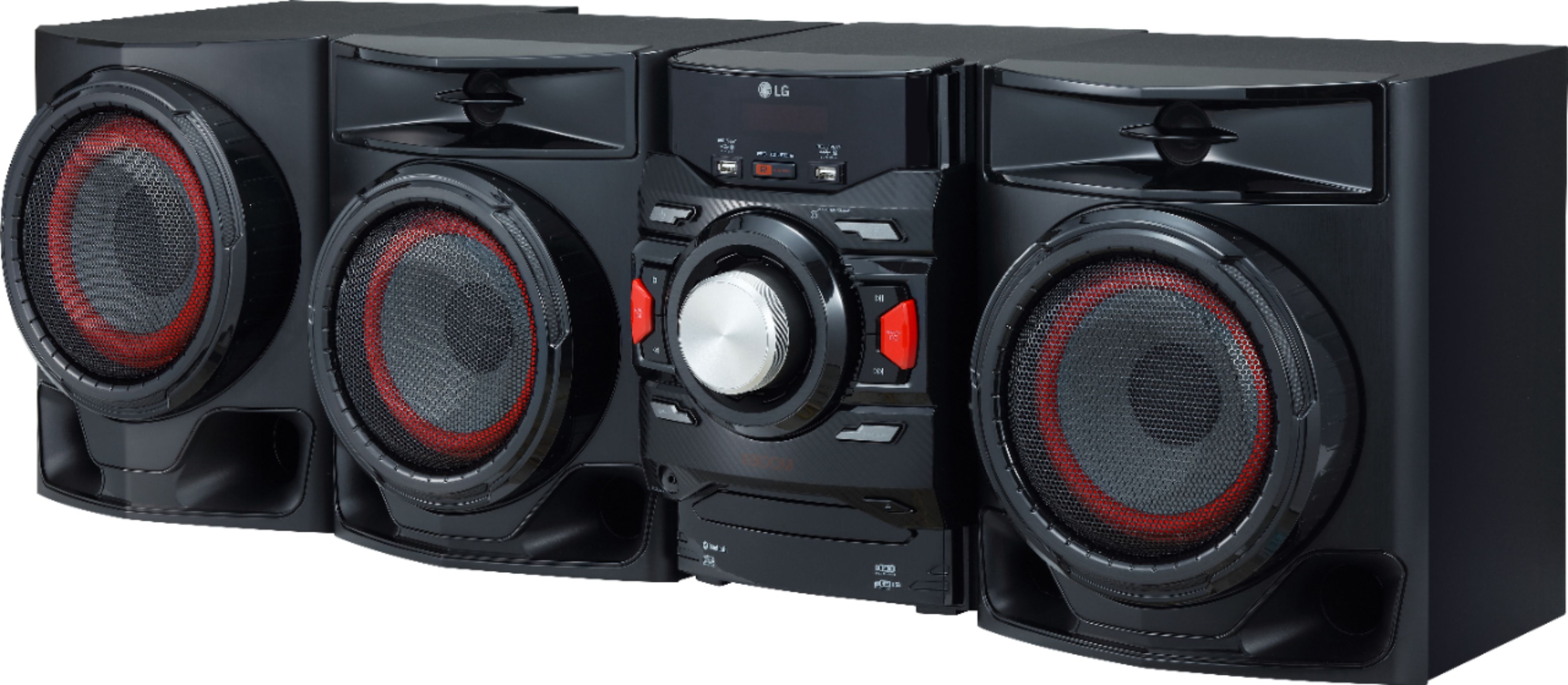 Left View: LG - XBOOM 700W Main Unit and Speaker System Combo Set - Black