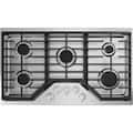 Café - 36 in. Wide 5 Burner Built-In Gas Cooktop, Customizable with White LED Backlit, Heavy-Duty Knobs - Stainless Steel