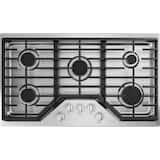 Café - 36 in. Wide 5 Burner Built-In Gas Cooktop, Customizable with White LED Backlit, Heavy-Duty Knobs - Stainless Steel