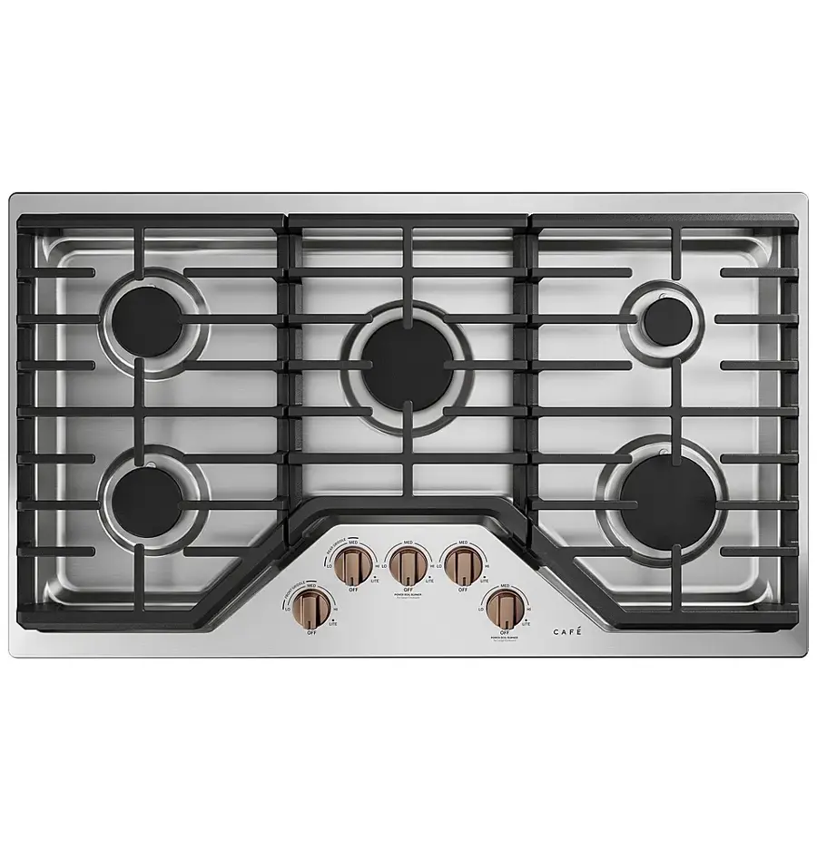 Alt View 24. Café - 36" Gas Cooktop, Customizable - Stainless Steel.