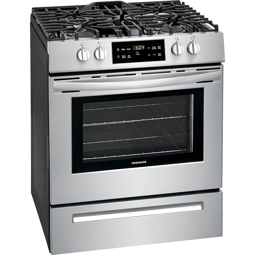 Angle View: Frigidaire - 5.0 Cu. Ft. Freestanding Gas Range - Stainless steel