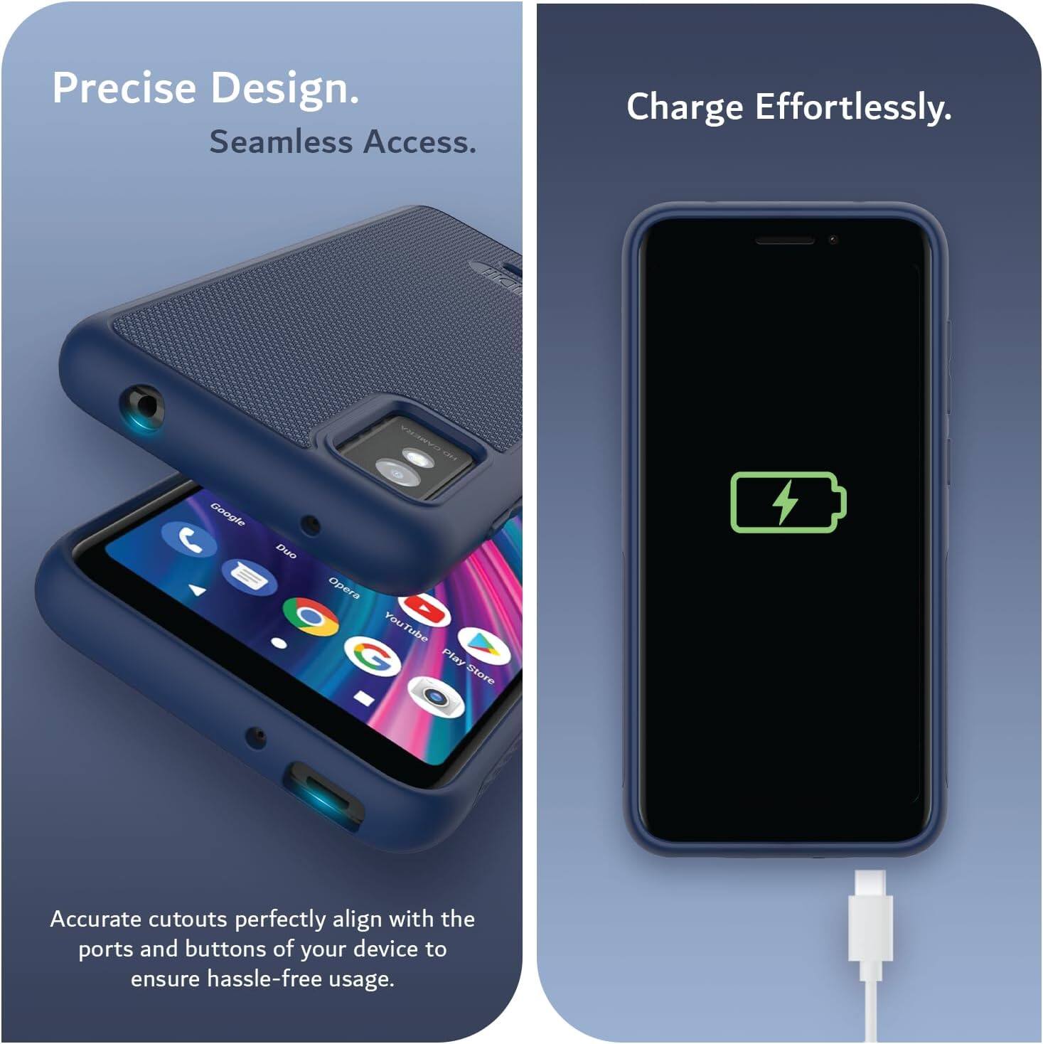 Precise Design. Seamless Access.  
Charge Effortlessly.  

Accurate cutouts perfectly align with the ports and buttons of your device to ensure hassle-free usage.