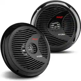 Pyle - PLMR80B 8'' 180 Watt Waterproof Marine Full Range Stereo Speakers (Pair) - Black
